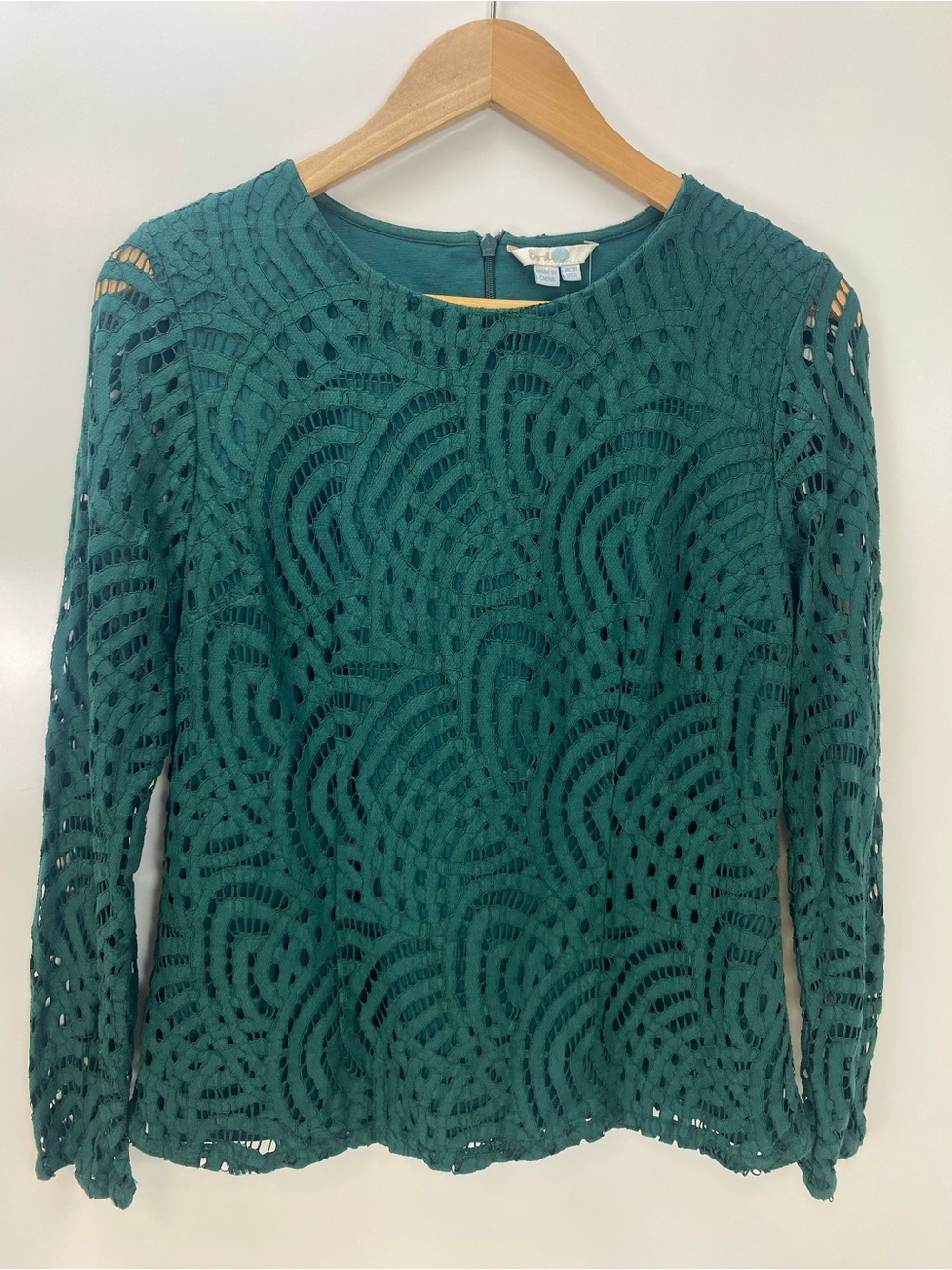 Boden Green Lace Long-Sleeve Top